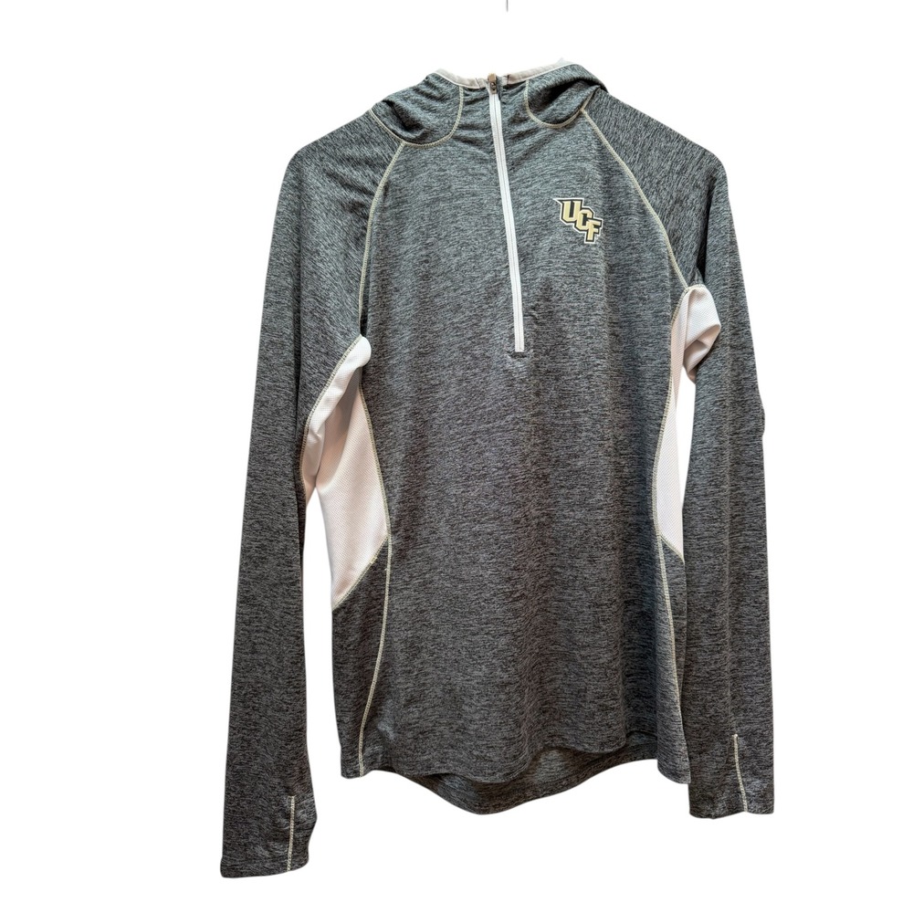 UCF Knights Women Gray Quarter Zip Hooded Pullover Athletic‎ Top Sz M
